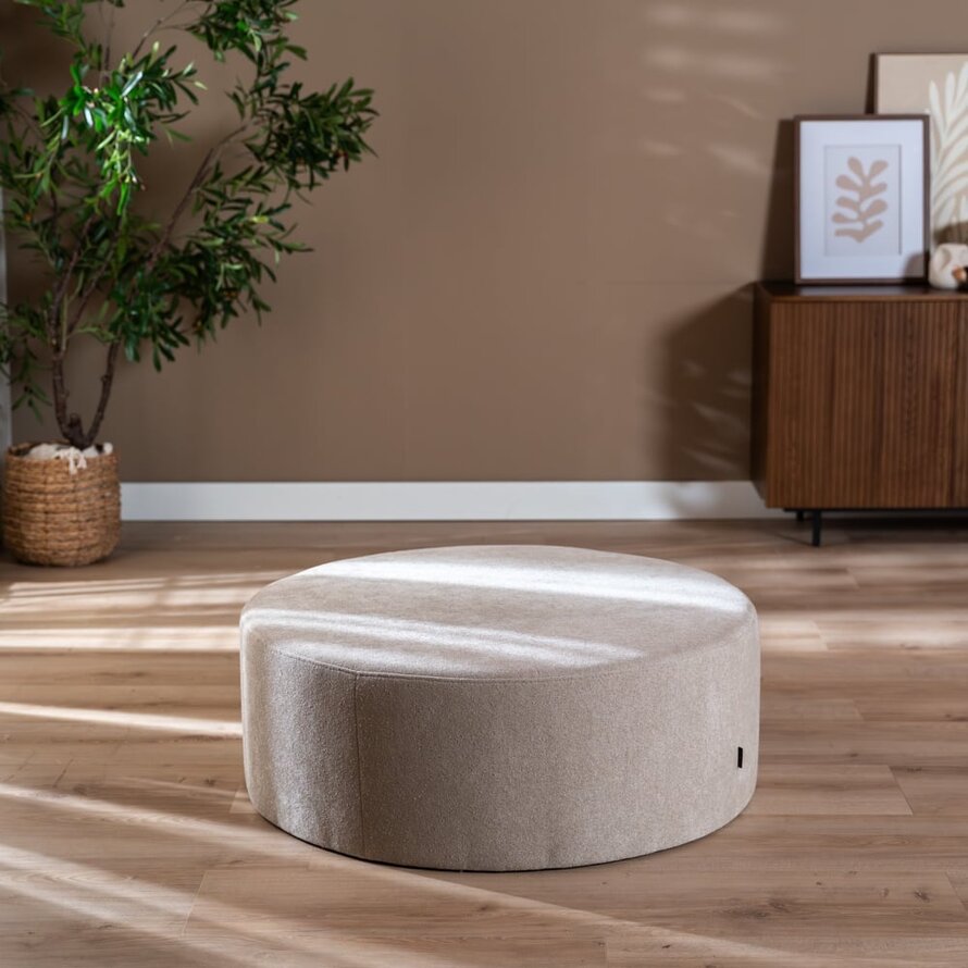 Hocker Blair rund Chenille beige ø100 cm