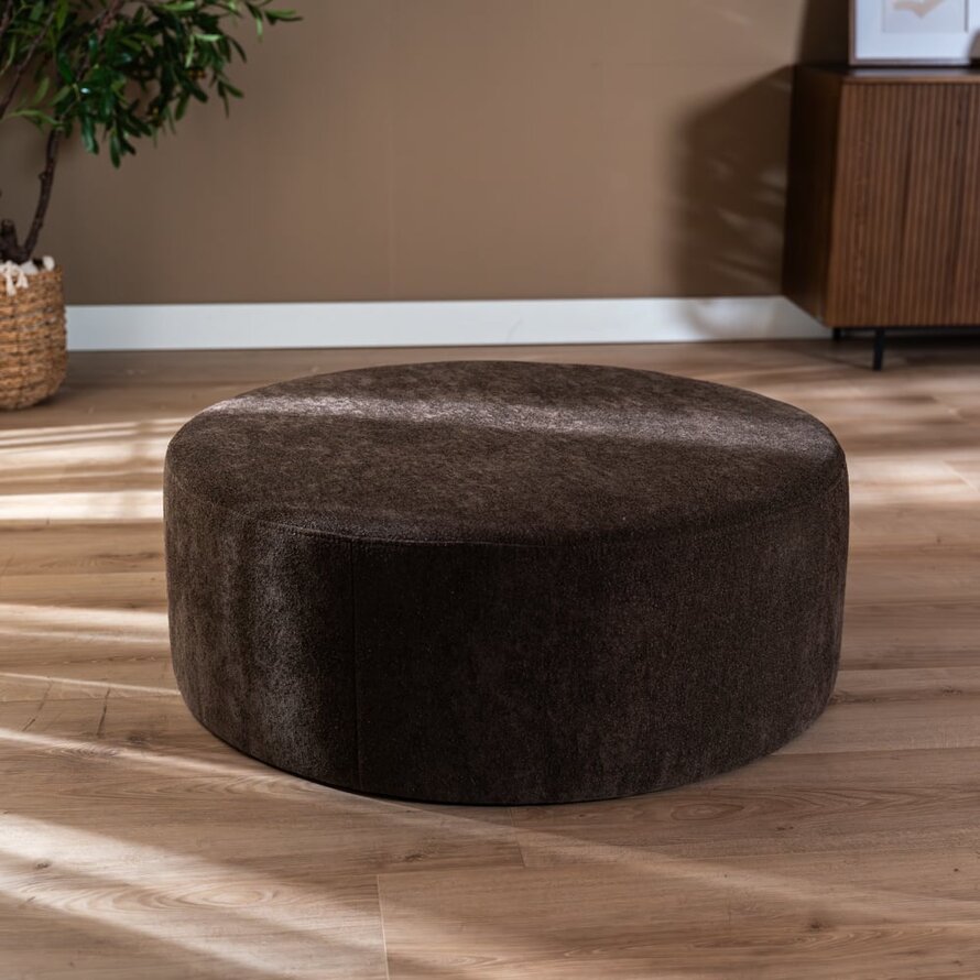 Hocker Blair rund Chenille braun ø100 cm
