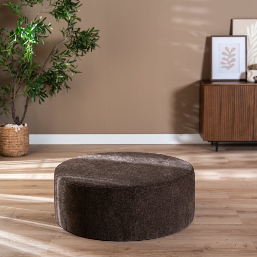 Hocker Blair rund Chenille braun ø100 cm