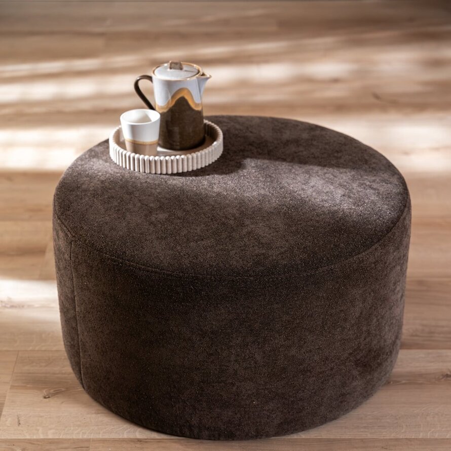 Hocker Blair rund Chenille braun ø70 cm