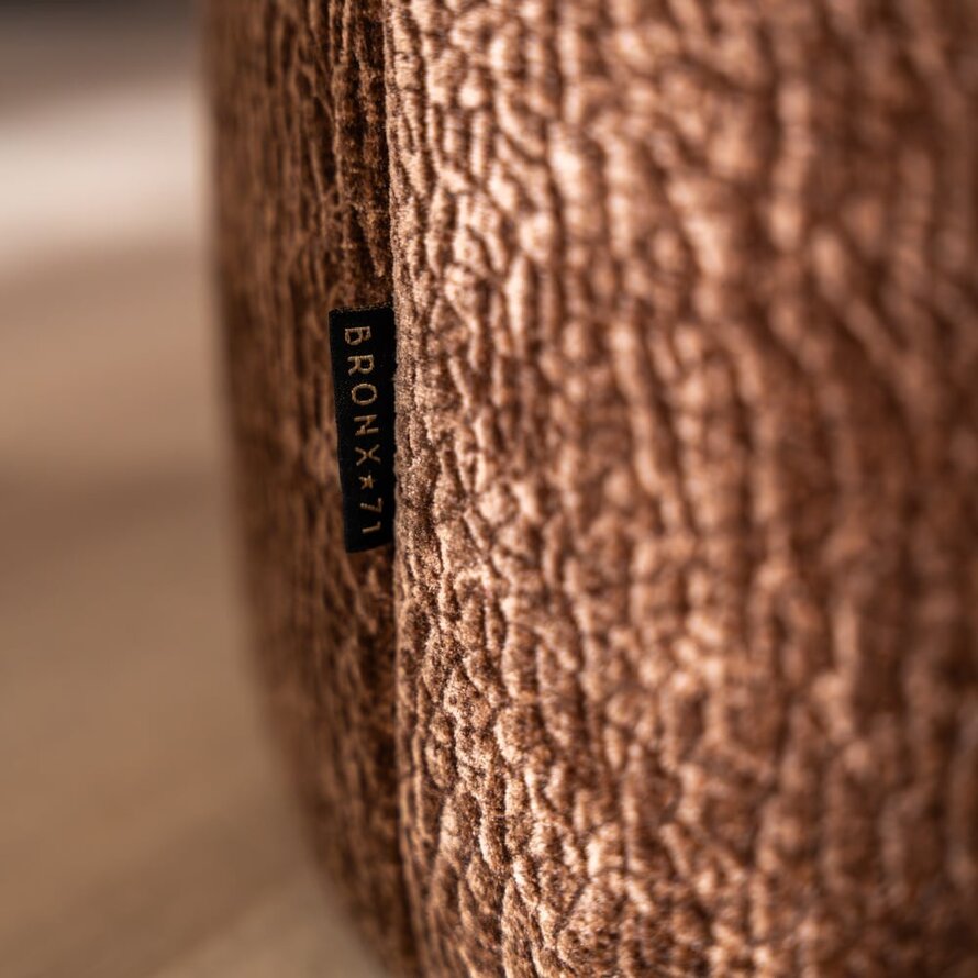 Hocker Chloe rund Chenille chocolate brown ø70 cm