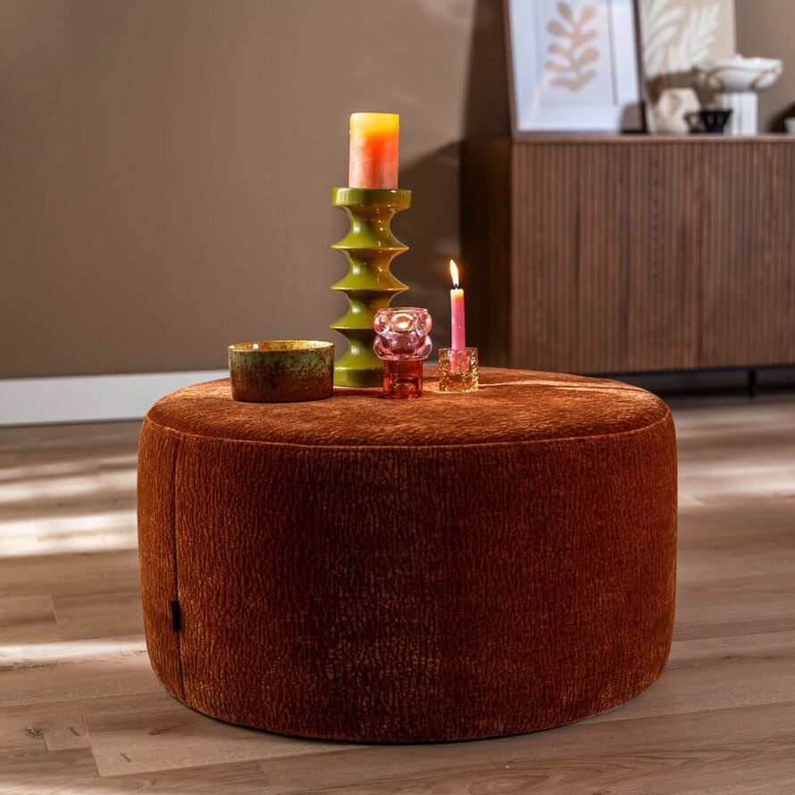 Hocker Chloe rund Chenille terrakotta ø70 cm