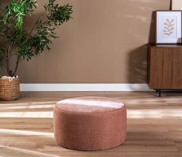 Bronx71 Hocker Chloe rund Chenille rosa ø70 cm