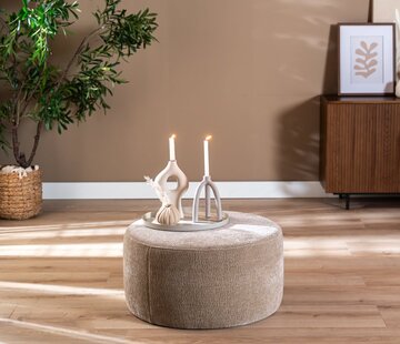 Bronx71 Hocker Chloe rund Chenille taupe ø70 cm