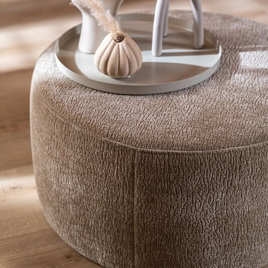 Hocker Chloe rund Chenille taupe ø70 cm