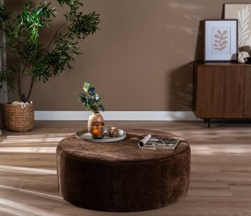 Bronx71 Hocker Chloe rund Chenille chocolate brown ø100 cm