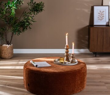Bronx71 Hocker Chloe rund Chenille terrakotta ø100 cm