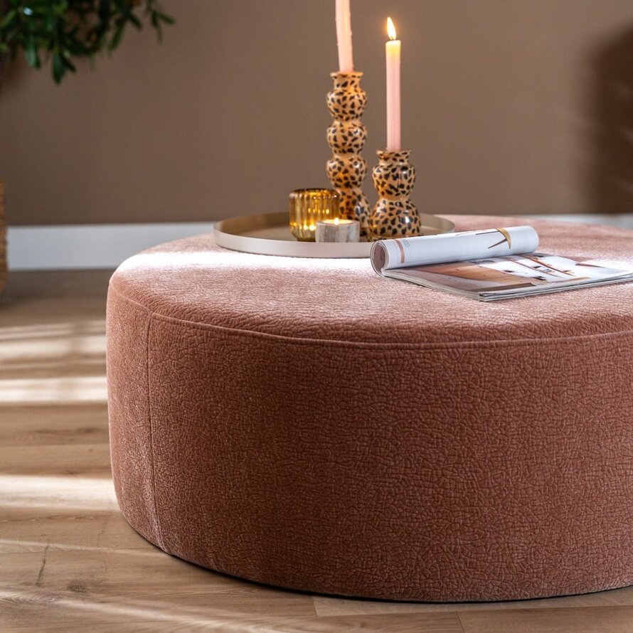Hocker Chloe rund Chenille rosa ø100 cm