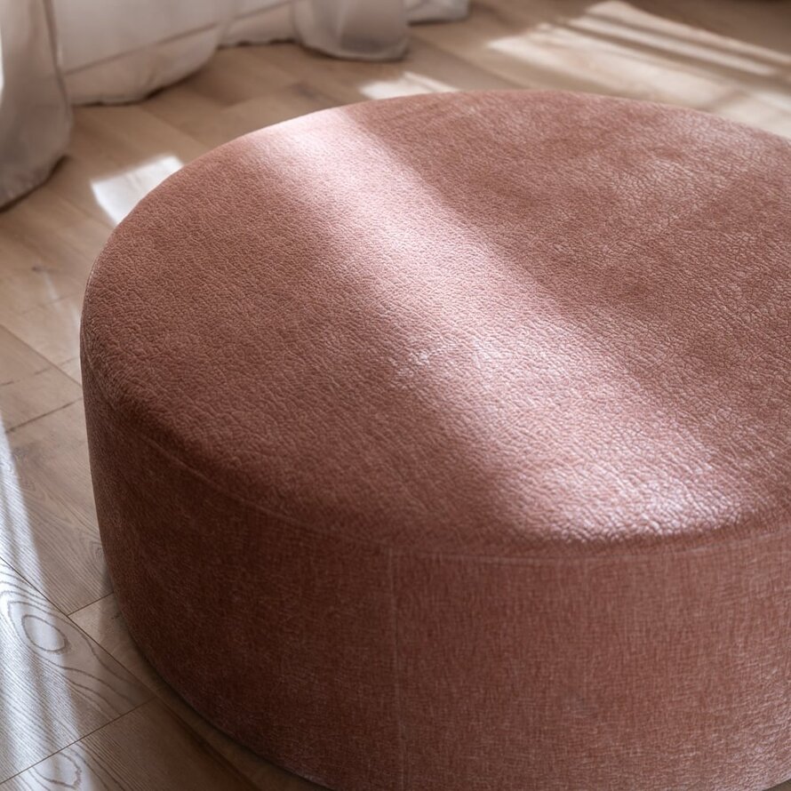 Hocker Chloe rund Chenille rosa ø100 cm