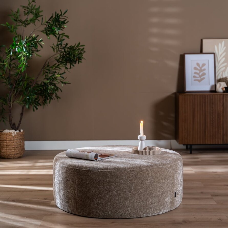 Hocker Chloe rund Chenille taupe ø100 cm
