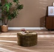 Bronx71 Hocker Elle rund Chenille olivgrün ø70 cm