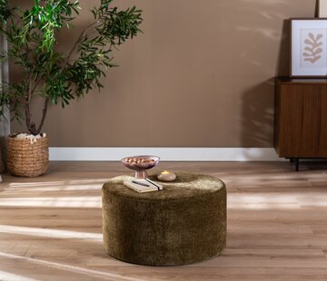 Bronx71 Hocker Elle rund Chenille olivgrün ø70 cm