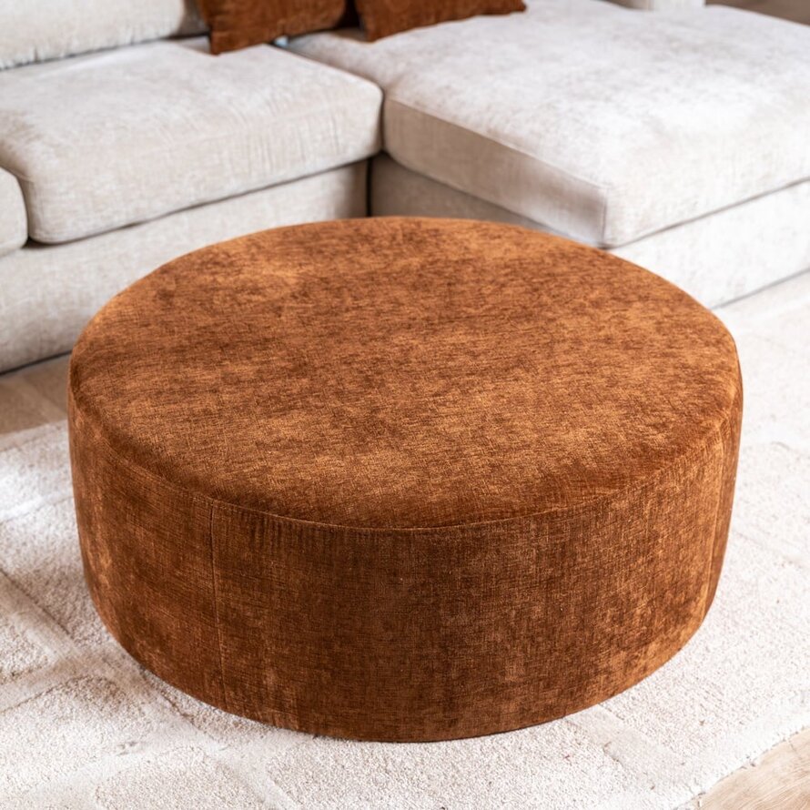 Hocker Elle rund Chenille kupfer ø100 cm