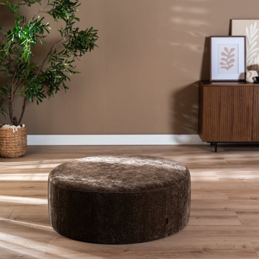 Hocker Elle rund Chenille mocha ø100 cm