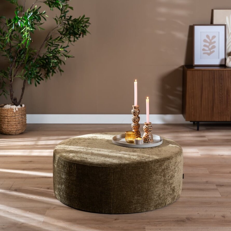Hocker Elle rund Chenille olivgrün ø100 cm