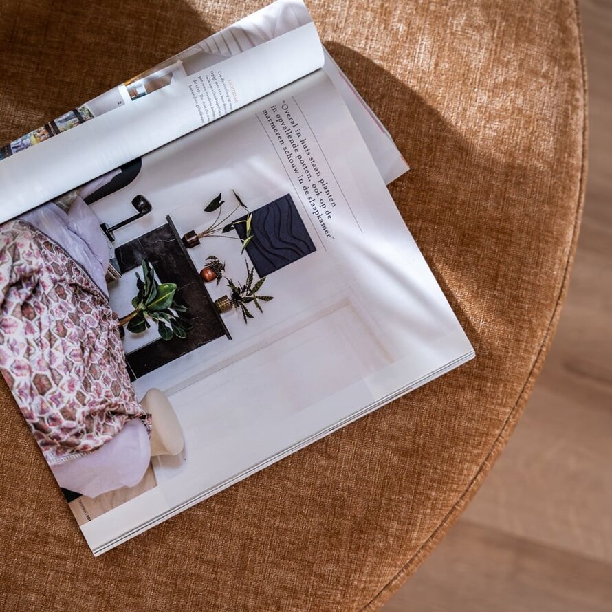 Hocker Elle rund Chenille peach Ø100 cm