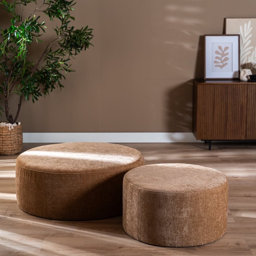 Hocker Elle rund Chenille peach Ø100 cm