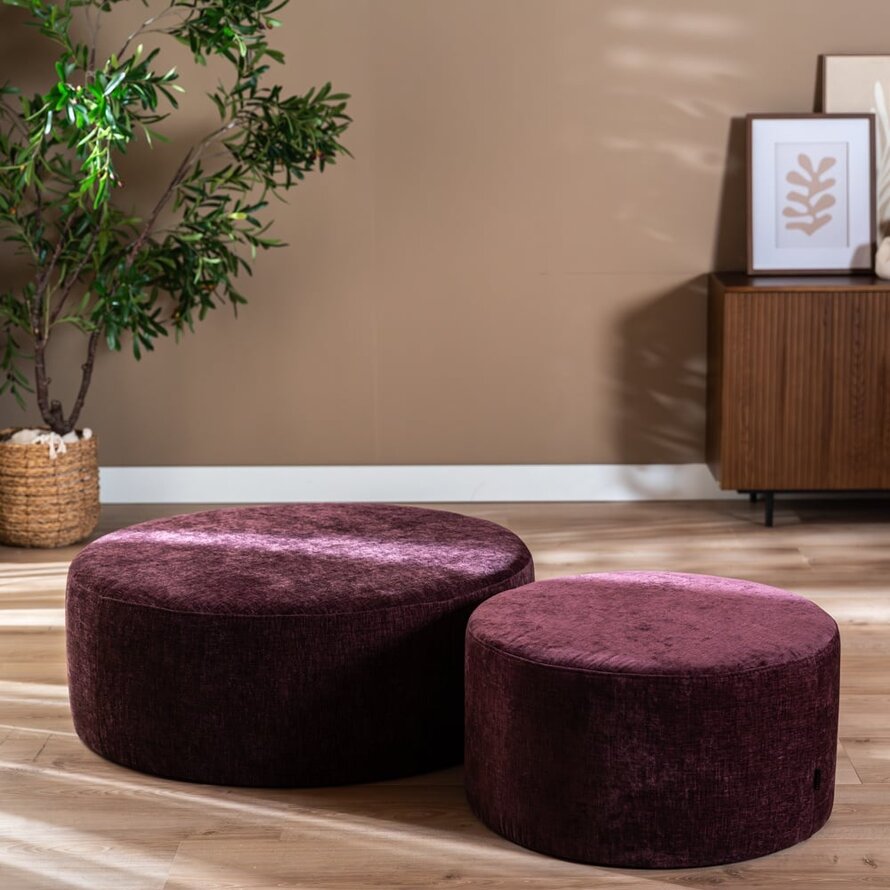 Hocker Elle rund Chenille lila ø100 cm