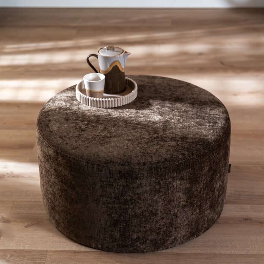 Hocker Elle rund Chenille mocha ø70 cm