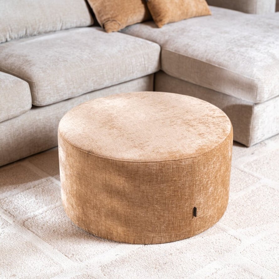 Hocker Elle rund Chenille peach ø70 cm