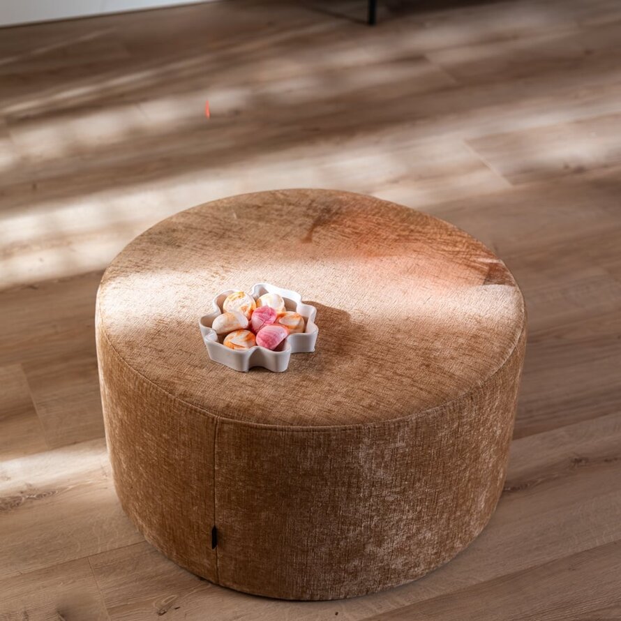 Hocker Elle rund Chenille peach ø70 cm