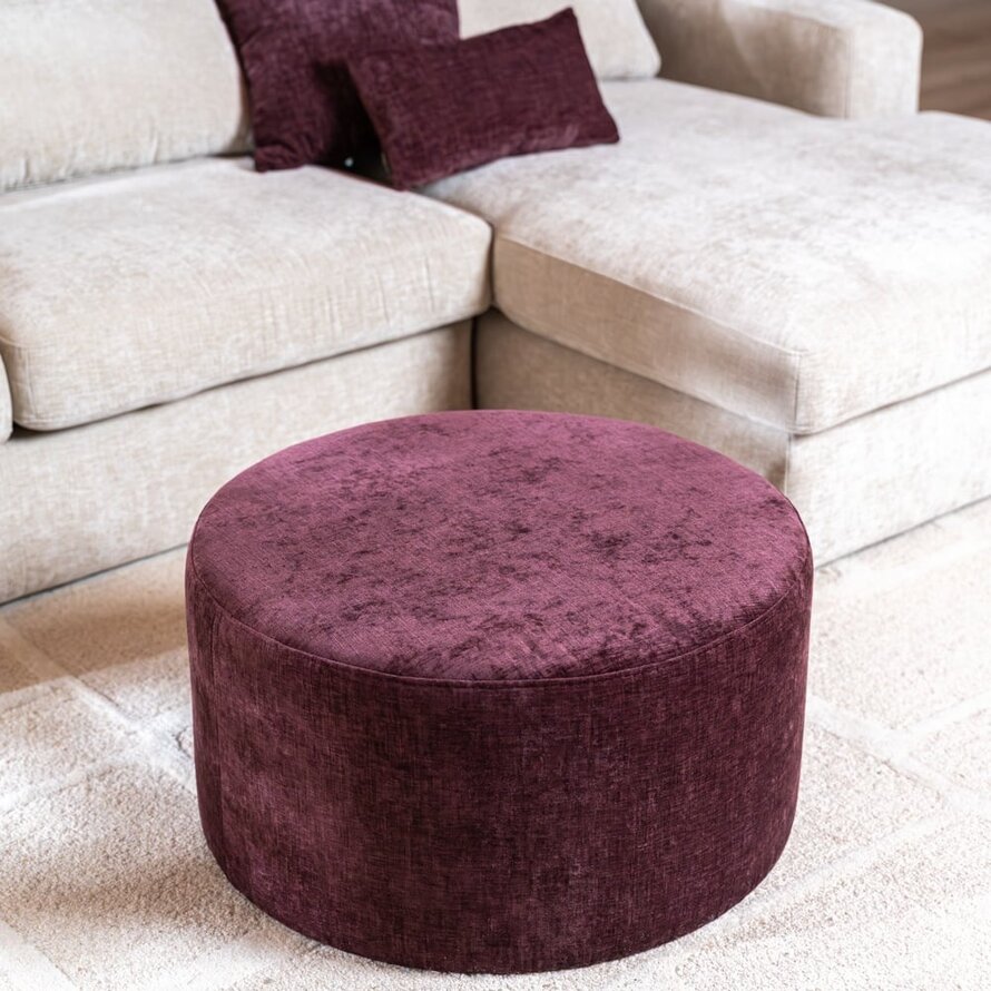 Hocker Elle rund Chenille lila ø70 cm