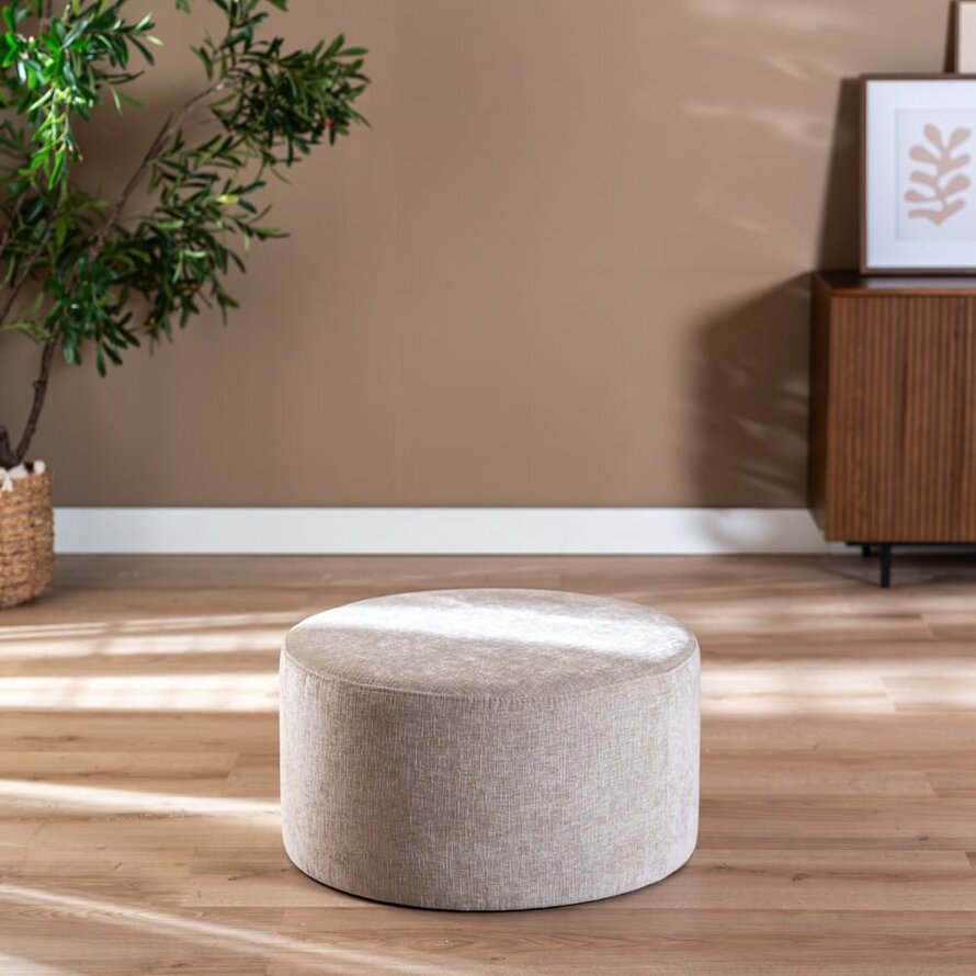 Hocker Elle rund Chenille sand ø70 cm
