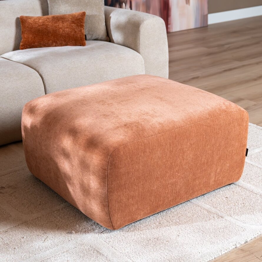 Hocker Maine Melierter Stoff Terrakotta