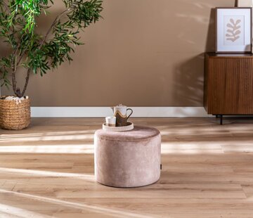 Bronx71 Samt Hocker Beau rund taupe