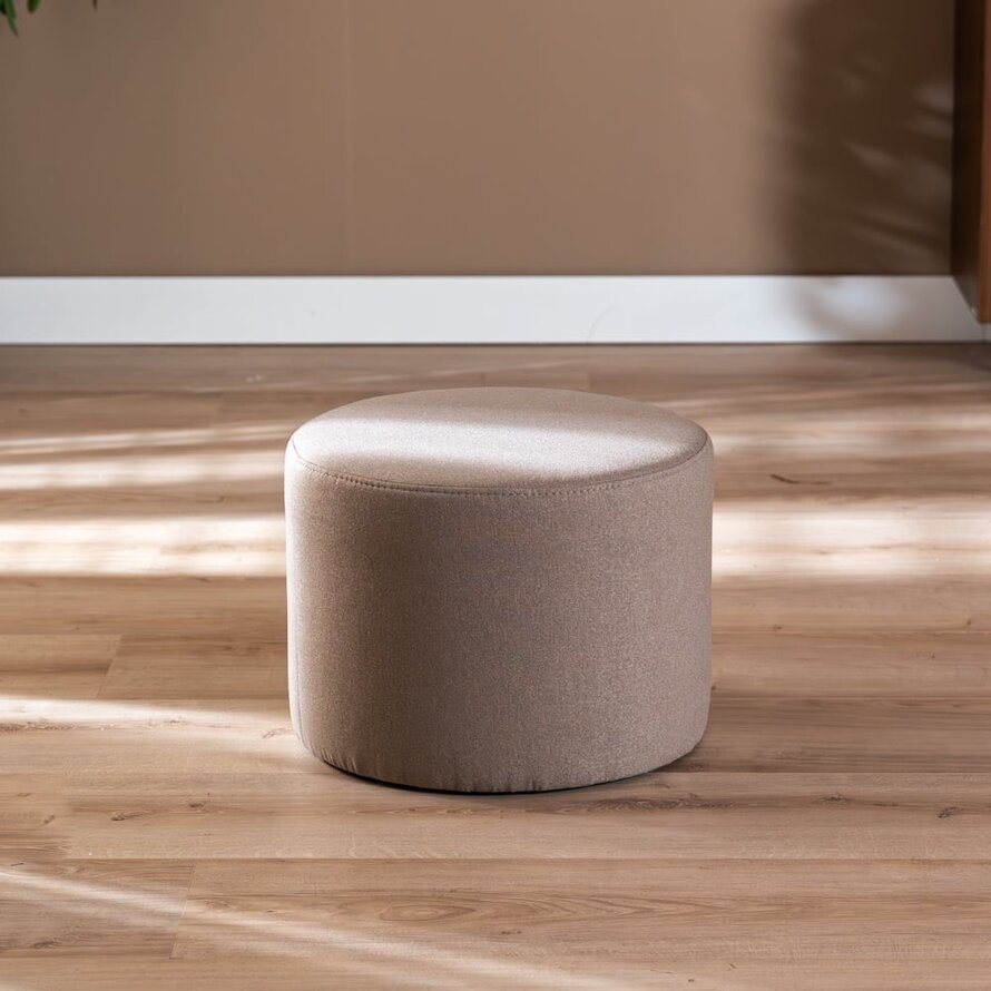 Hocker Hilda rund Stoff taupe