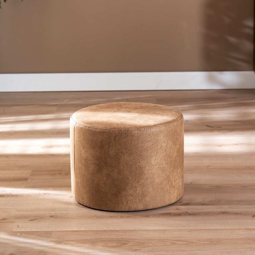 Hocker Kyla Eco-Leder rund beige