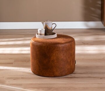 Bronx71 Hocker Kyla Eco-Leder rund cognac