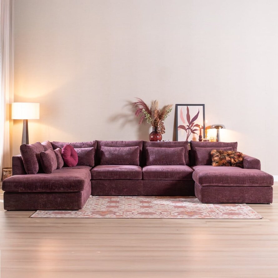 U-Sofa Kyle 6-Sitzer chenille lila