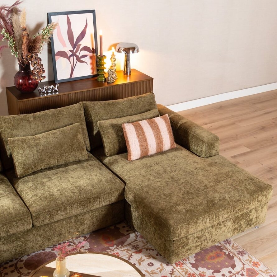 U-Sofa Kyle 6-Sitzer Chenille olive grün