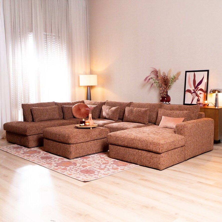 U-Sofa Kyle 6-Sitzer chenille rot