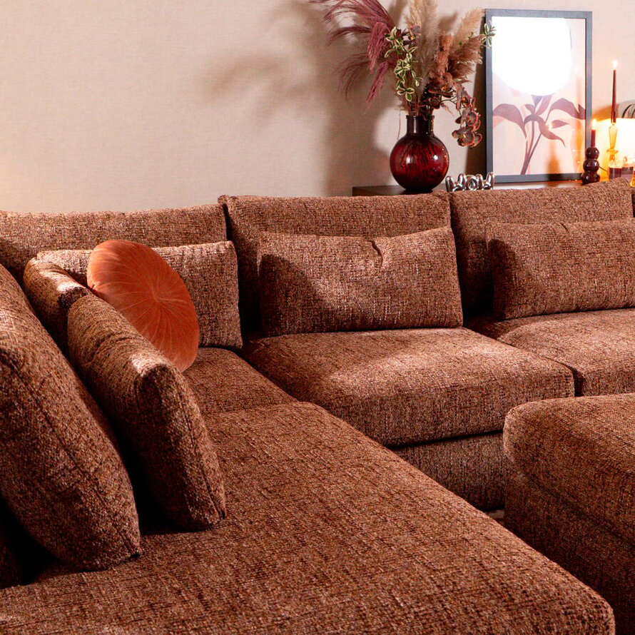 U-Sofa Kyle 6-Sitzer chenille rot