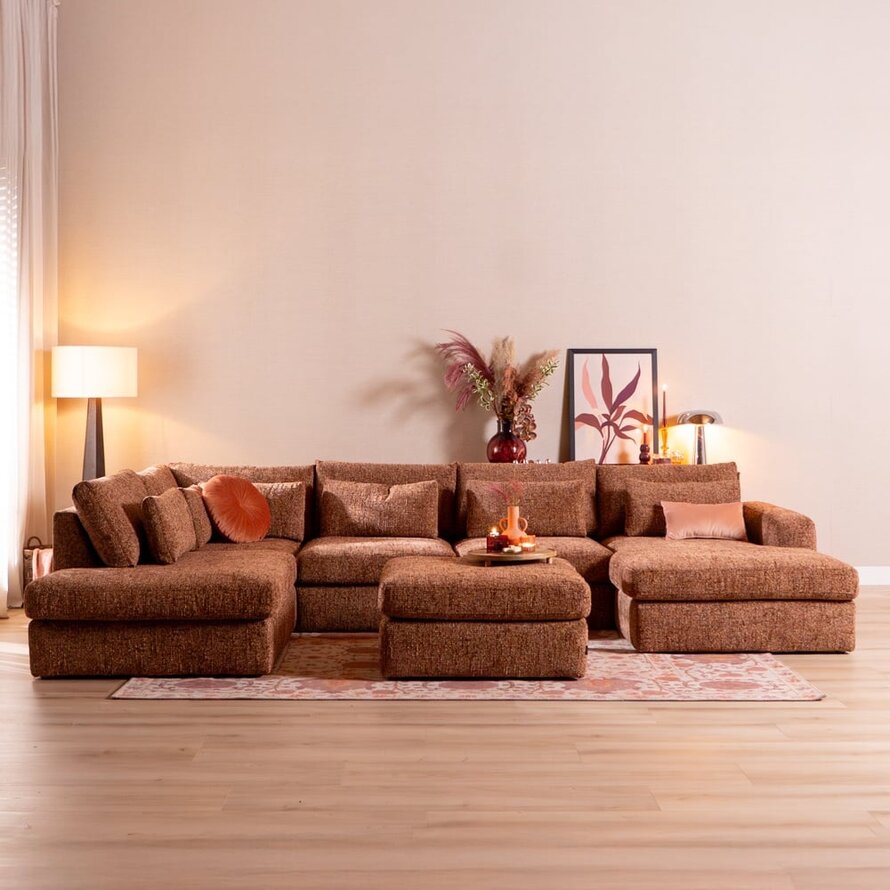 U-Sofa Kyle 6-Sitzer chenille rot