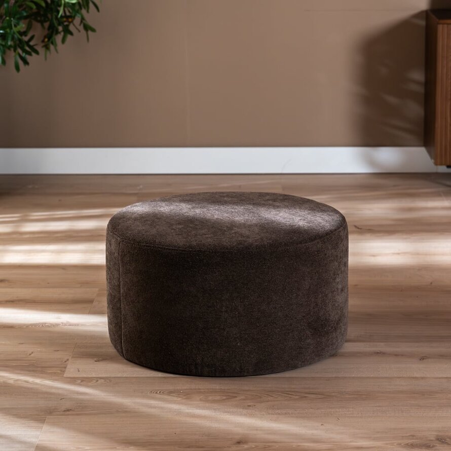 Hocker Blair rund Chenille braun ø70 cm