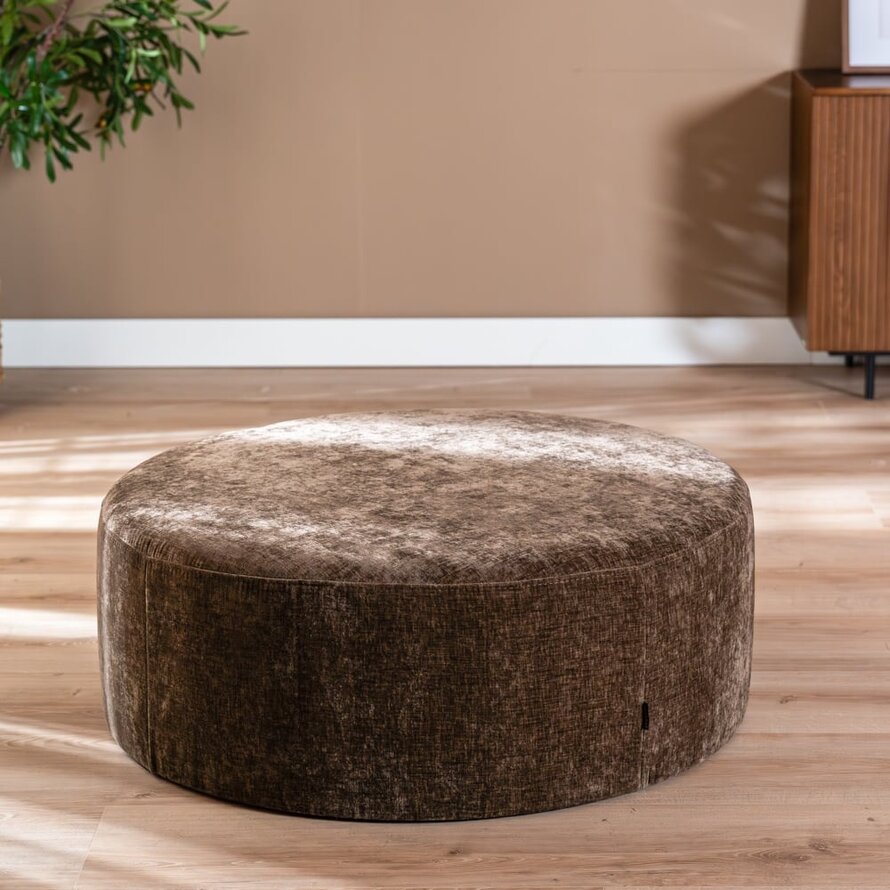 Hocker Elle rund Chenille mocha ø100 cm