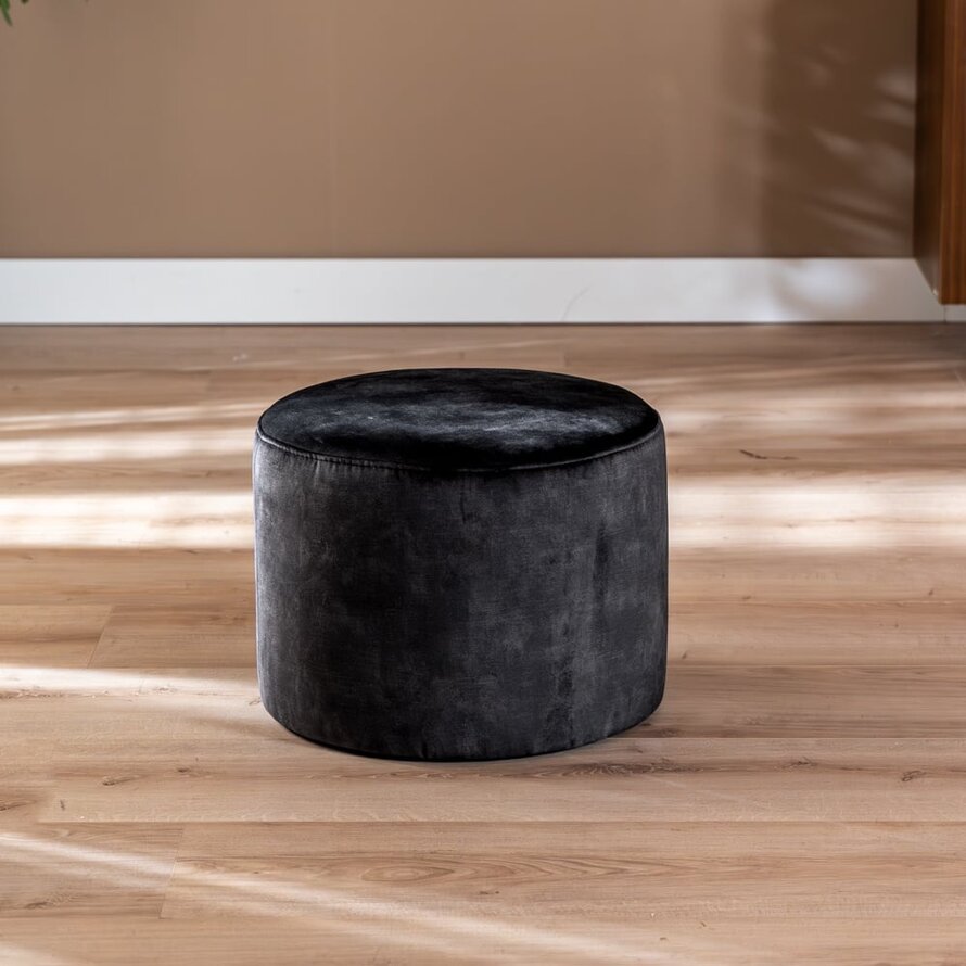 Hocker Myles Stoff rund schwarz