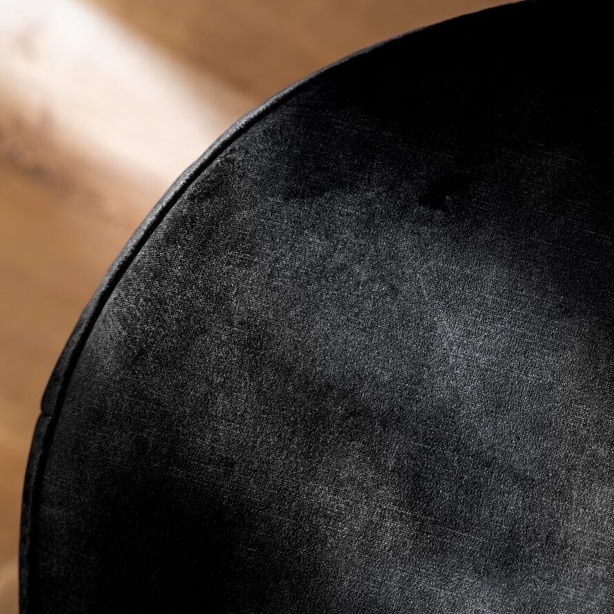 Hocker Myles Stoff rund schwarz