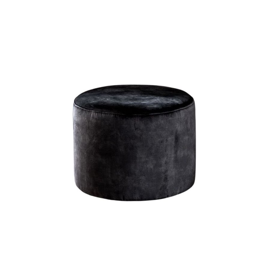 Hocker Myles Stoff rund schwarz