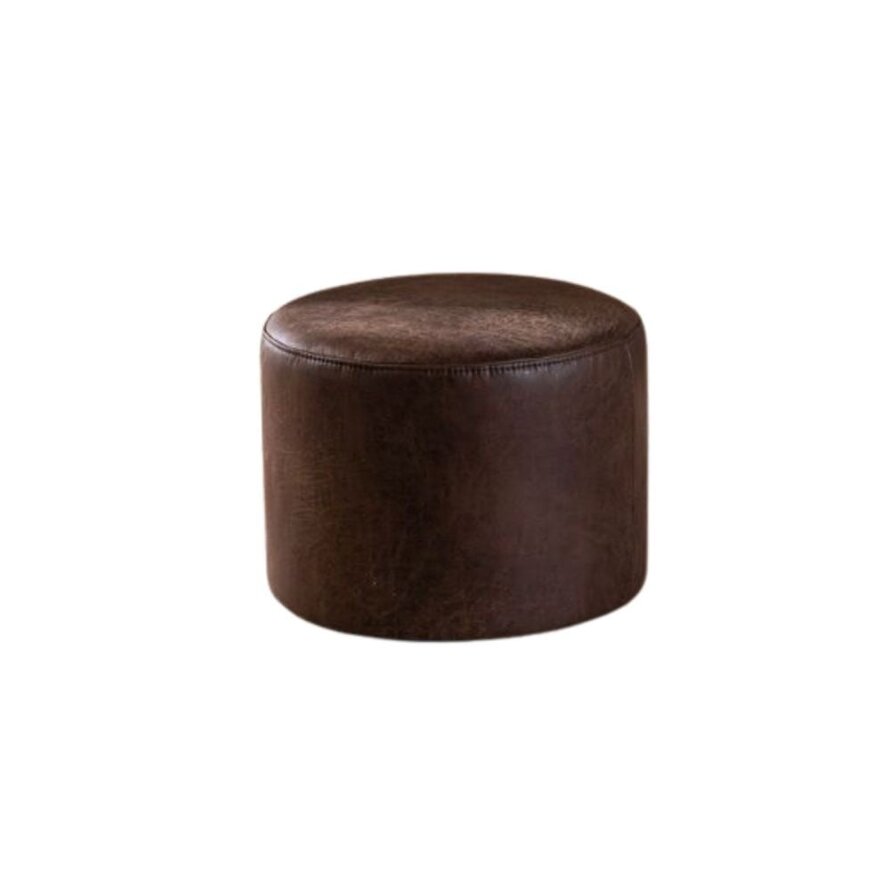Hocker Kyla Eco-Leder rund braun
