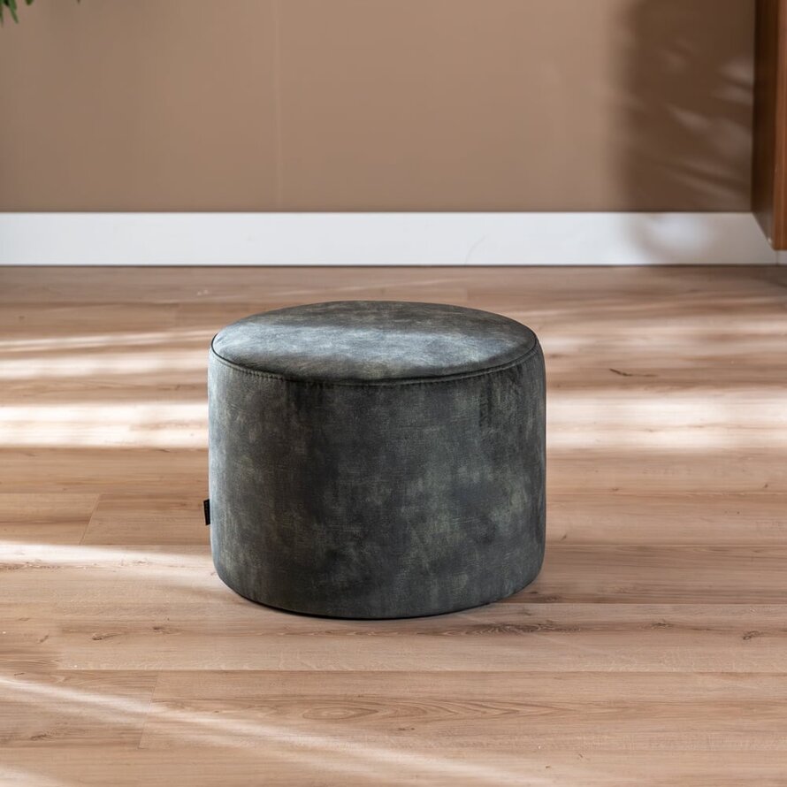 Samt Hocker Beau rund grün