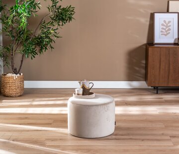 Bronx71 Samt Hocker Anna rund beige