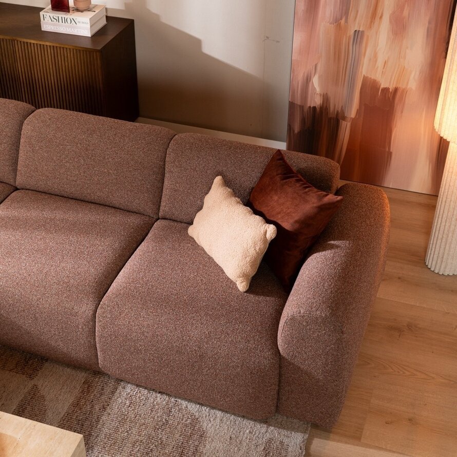 Ecksofa Maine XL Bouclé rot/rosa links