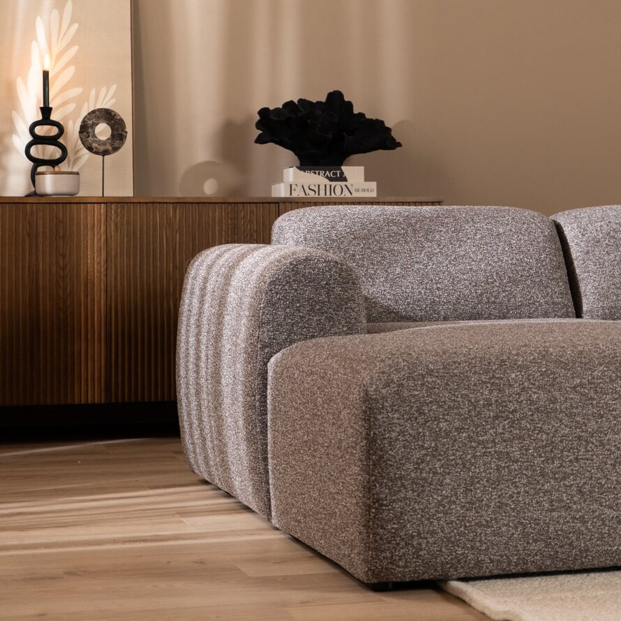 Ecksofa Maine XL Bouclé braun/grau links