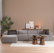 Bronx71 Ecksofa Maine XL Bouclé braun/grau links