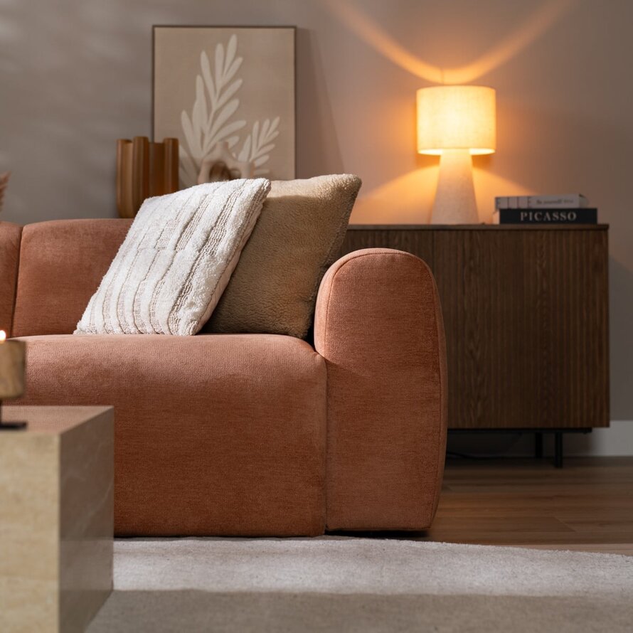 Ecksofa Maine XL Stoff terrakotta links