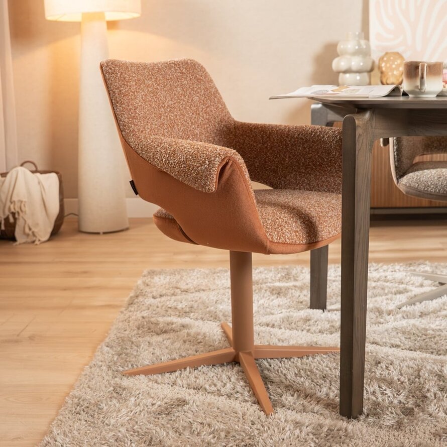Stuhl Jules drehbar Bouclé terrakotta